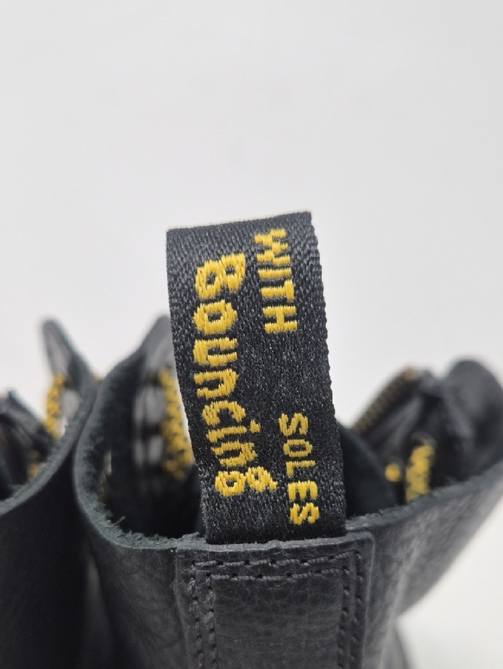 Dr. Martens Black Platform Zip-Up Boots with Yellow Stitching - Picture 5 of 12